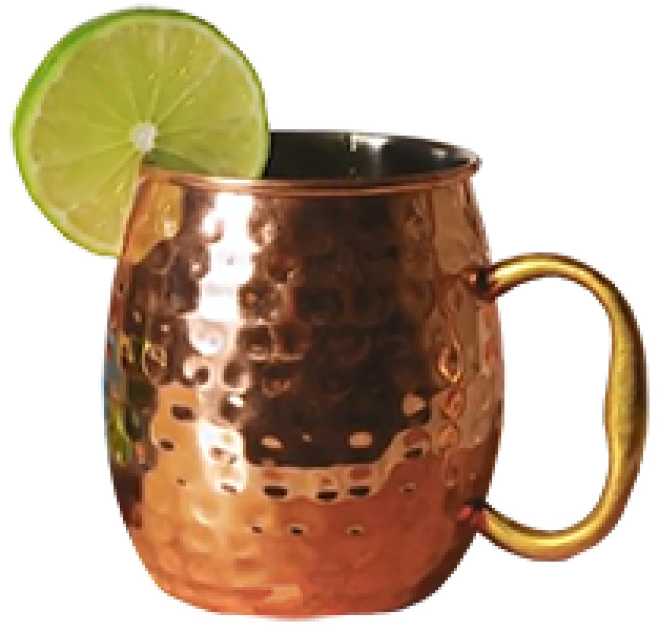 Copper mug with lime wheel garnish