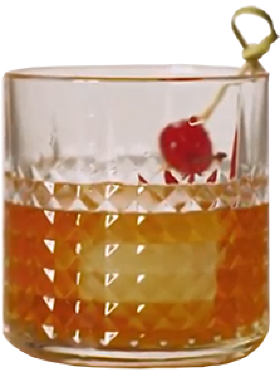 Old Fashioned cocktail with cherry garnish